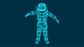 Abstraction with astronaut in the space, consisting of lines and shapes, connection wireframe concept, vector