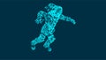 Abstraction with astronaut in the space, consisting of lines and shapes, connection wireframe concept, vector