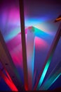 Abstraction.Beams under Polycom with coloured lights. Beautiful rich colors Royalty Free Stock Photo