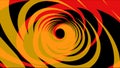 Abstraction of bright multicolored spirals rotating in hypnotic tunnel in different planes on black background