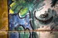 Abstraction from ceramics tiles. Detail of a female figure