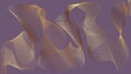 Exclusive. An original and unique golden ribbon formed by the interweaving of lines. The background is lilac. Vector.