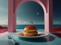 abstraction: hamburger on a plate with a fork Royalty Free Stock Photo