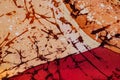 Abstraction, hot batik, background orange and red texture, handmade on silk Royalty Free Stock Photo