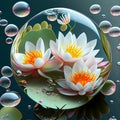 abstraction of a lily in a transparent ball. Generative AI, Generative, AI