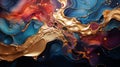 abstraction of liquid metals in space, rainbow colors, AI generate