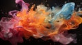 abstraction of liquid metals in space, rainbow colors, AI generate