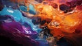 abstraction of liquid metals in space, rainbow colors, AI generate