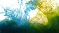 Abstract  mixture of yellow and blue paint Royalty Free Stock Photo