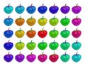 Abstraction. Multi colored strawberries. Stereo photography effect. Shimmering illusion.