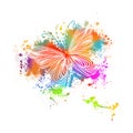 Abstraction multicolored butterflies. Multi-colored blots. Mixed media. Vector illustration