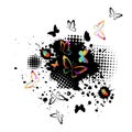 Abstraction multicolored butterflies. Paint spots. Vector illustration