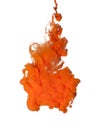Abstraction of orange acrylic paint in water. Royalty Free Stock Photo
