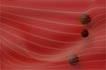 Abstraction, red background, white stripes and red balls, gas cloth, silk fabric, red balls Royalty Free Stock Photo