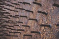 An abstraction of rusty iron bars cut short and occluded with large iron plates Royalty Free Stock Photo