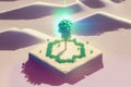 Abstraction, a Ttree in the Middle of a Lifeless Desert. An Oasis with a Tree in the Middle of the Desert. AI Royalty Free Stock Photo