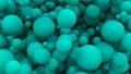 Abstraction with turquoise balls. Turquoise background of blue frosted balls. Lots of turquoise balls. 3D illustration