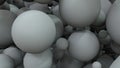 Abstraction with white balls. Gray background of white frosted balls. A lot of gray balls. 3D illustration. 3D image. 3D rendering