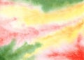 Abstraction yellow-green with red liquid paint. Royalty Free Stock Photo