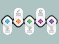 abstractl round square steps timeline infographic element report background with business line icon 5 steps