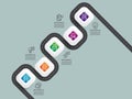 abstractl round square steps timeline infographic element report background with business line icon 5 steps