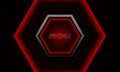Abstractred grey hexagon banner on dark mesh pattern design modern luxury background vector Royalty Free Stock Photo