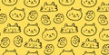 Seamless cat illustration and his paw in yellow background Royalty Free Stock Photo