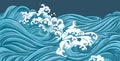 Japanese style sea wave background landscape view Royalty Free Stock Photo