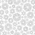 Abstract hand drawn outline seamless pattern with snowflakes