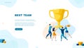 Best team page concept. Goal achievement. Golden cup. Successful teamwork metaphor. Royalty Free Stock Photo