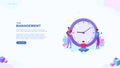 Time management page concept. Time to work. People use time in different ways. Time is money.