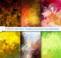 Set of abstract triangle mosaic bacgrounds. Template for your design works. Royalty Free Stock Photo