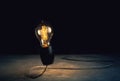 abstrract bright light bulb standing with black background, light bulb idea concept. Royalty Free Stock Photo