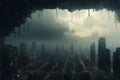 Absurd apocalyptic scenario of upsidedown rain