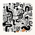 Absurd Doodle: A Playful Stylized Black And Brown Drawing