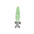 A light green palmleaf with a grey bow