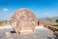 The Abu Badd, a rolling stone used as a fortified door of a Byzantine monastery. Mt Nebo, Jordan.