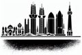 Abu Dhabi, Ab? Z?aby, United Arab Emirates. Black & White City Logo. Generative AI.