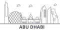 Abu Dhabi architecture line skyline illustration. Linear vector cityscape with famous landmarks, city sights, design