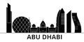 Abu Dhabi architecture vector city skyline, travel cityscape with landmarks, buildings, isolated sights on background