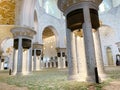 ABU DHABI, UAE - MARCH,19, 2019: Beautiful Sheikh Zayed Mosque inside is one of six largest mosques in world, mosque was officiall Royalty Free Stock Photo