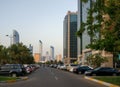 Abu Dhabi city skyline, beautiful view of the city from the corniche street Royalty Free Stock Photo