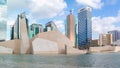 Abu Dhabi city skyline and landmarks | World Trade Center | Al Hosn modern museum celebrating the UAE culture