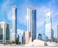 Abu Dhabi city skyline and landmarks | World Trade Center | Al Hosn modern museum celebrating the UAE culture