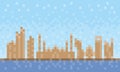 Abu Dhabi city skyline, pixel art background