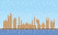 Abu Dhabi city skyline, pixel art background Royalty Free Stock Photo