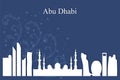 Abu Dhabi city skyline silhouette on blue background