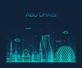 Abu Dhabi City skyline Trendy vector line art