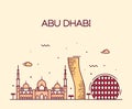 Abu Dhabi City skyline Trendy vector line art