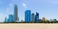 Abu Dhabi cityscape view from the city beach Royalty Free Stock Photo